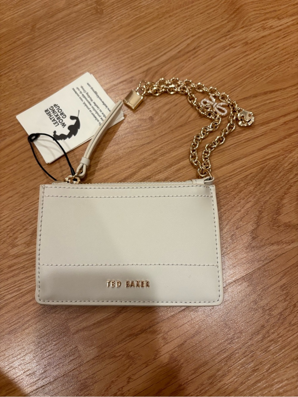 Ted Baker Cream Cardholder Crossbody with Gold Chain